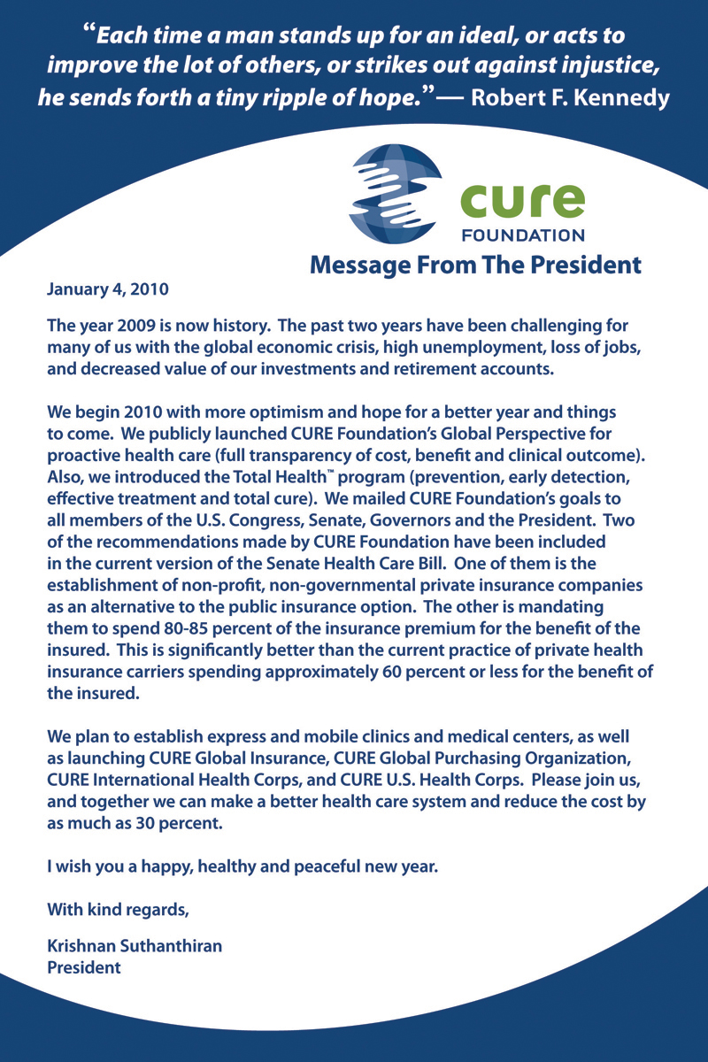 Message from Cure's President